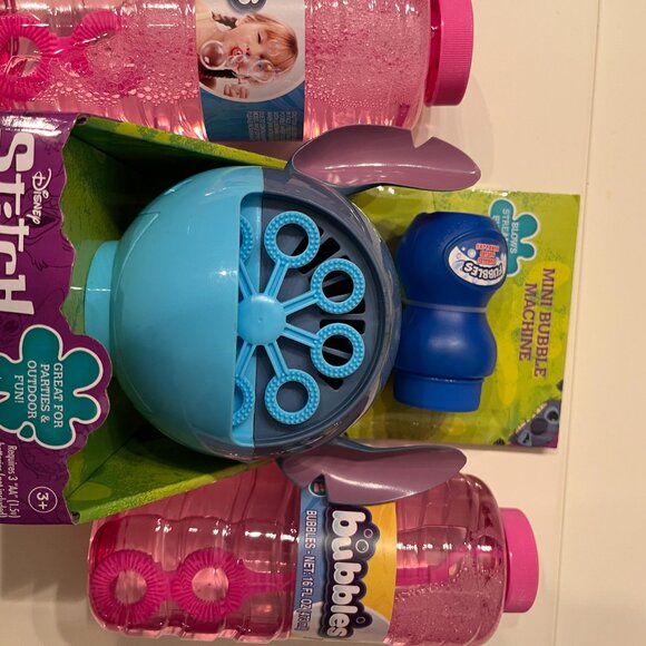 Stitch Mini Bubble Blower Machine + 2 Pink Bubble Bottles Disney  (NEW) (hgx) - Picture 5 of 10